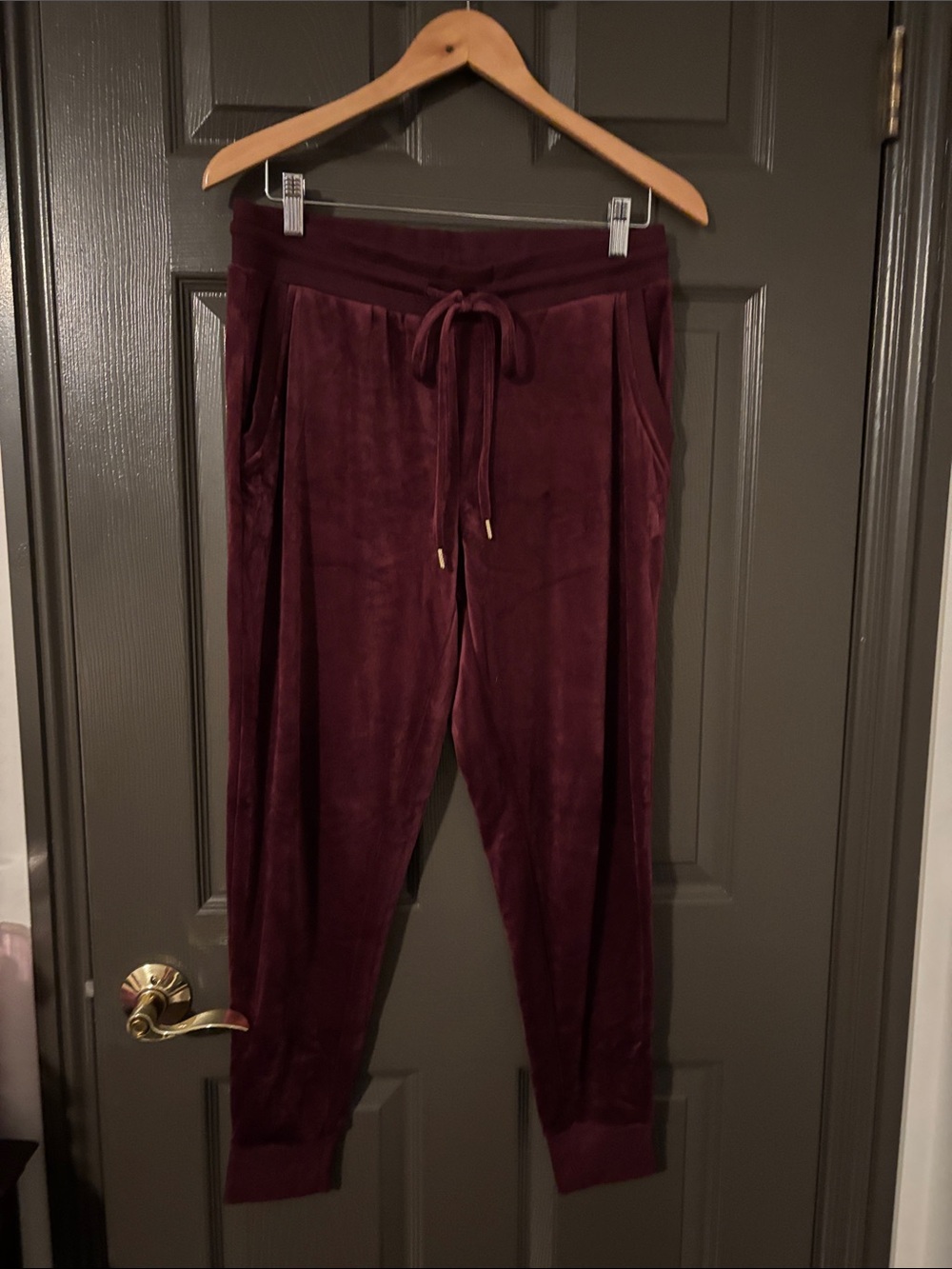 Velour Jogger Set in Deep Berry Color - Picture 2 of 4